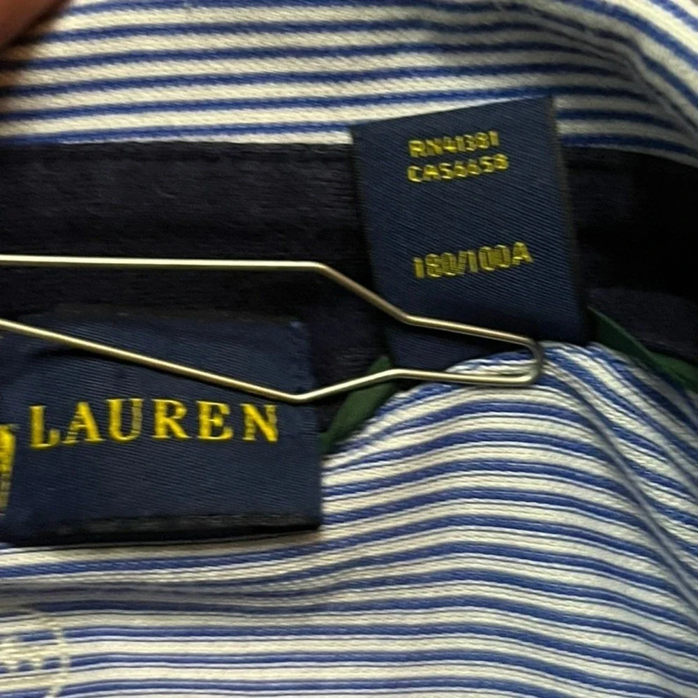 Ralph Lauren Pro Fit Mens Blue White Striped Wicking Performance Polo Shirt L